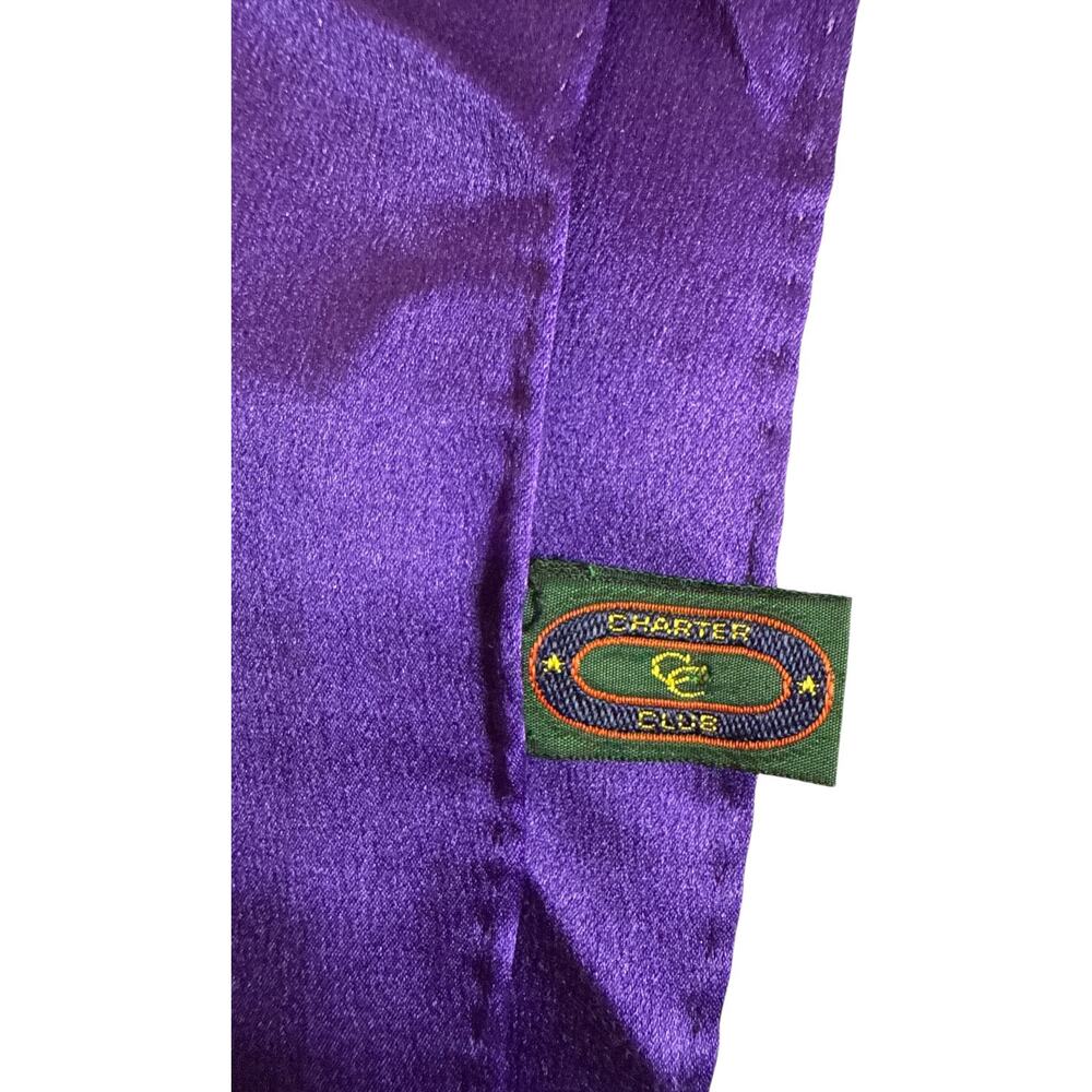 Charter Club 100% Silk Floral Scarf Purple Border Made in Japan 34” Square - Picture 5 of 6